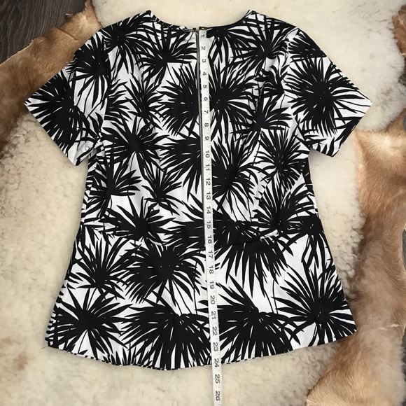 Michael Kors Black and White Palm Trees Top 8 - Picture 5 of 6